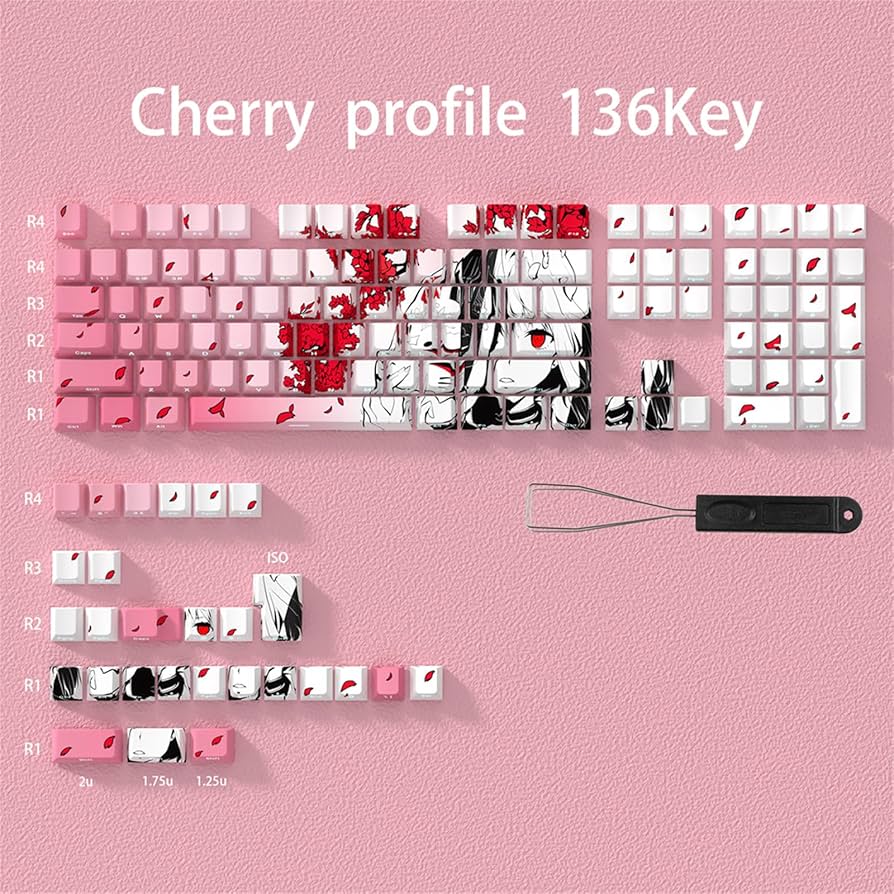 さやぴ特別セットᔦ๑ ˭̴̵̶́ ꄱ ˭̴̵̶̀ ᔨ✨ Amazon.com: ZMX Cherry Blossom Pink and White Keyboard,60